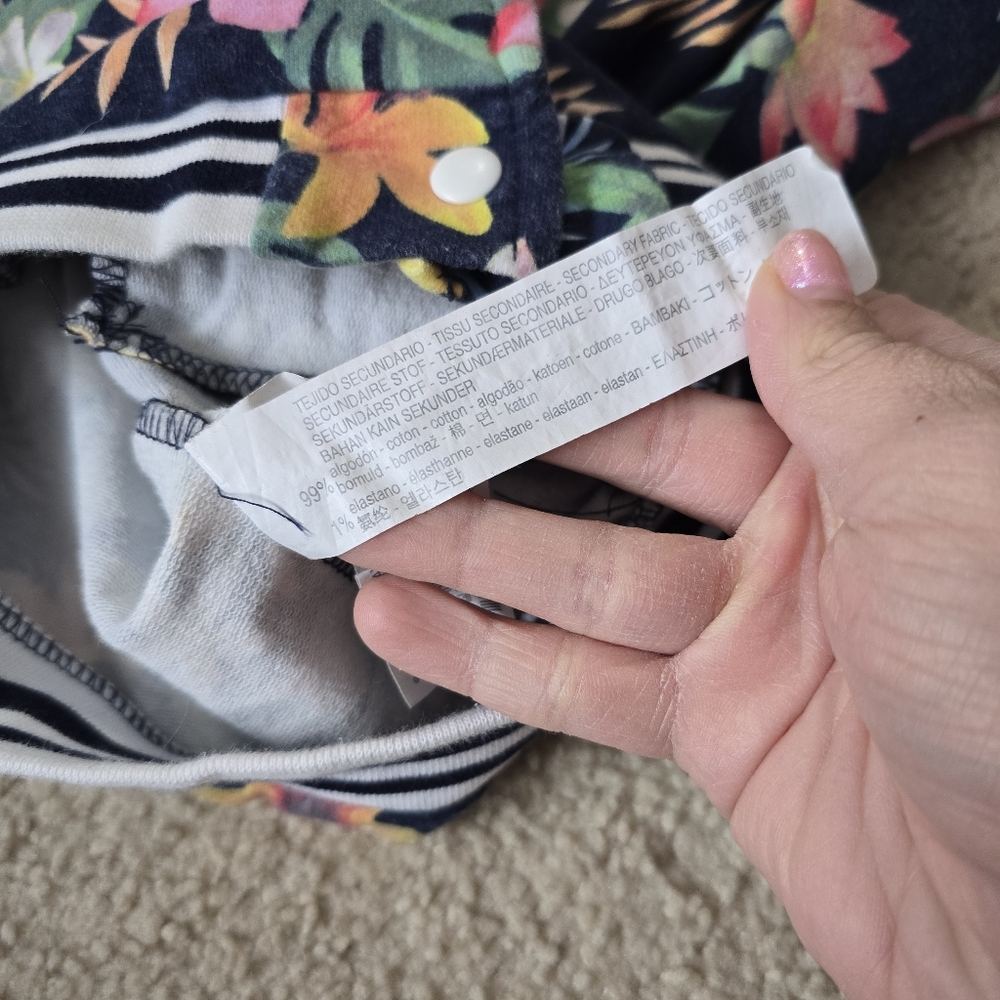 Zara Cotton Kids Tropical Floral Jacket - Navy and Multicolor - Picture 6 of 7